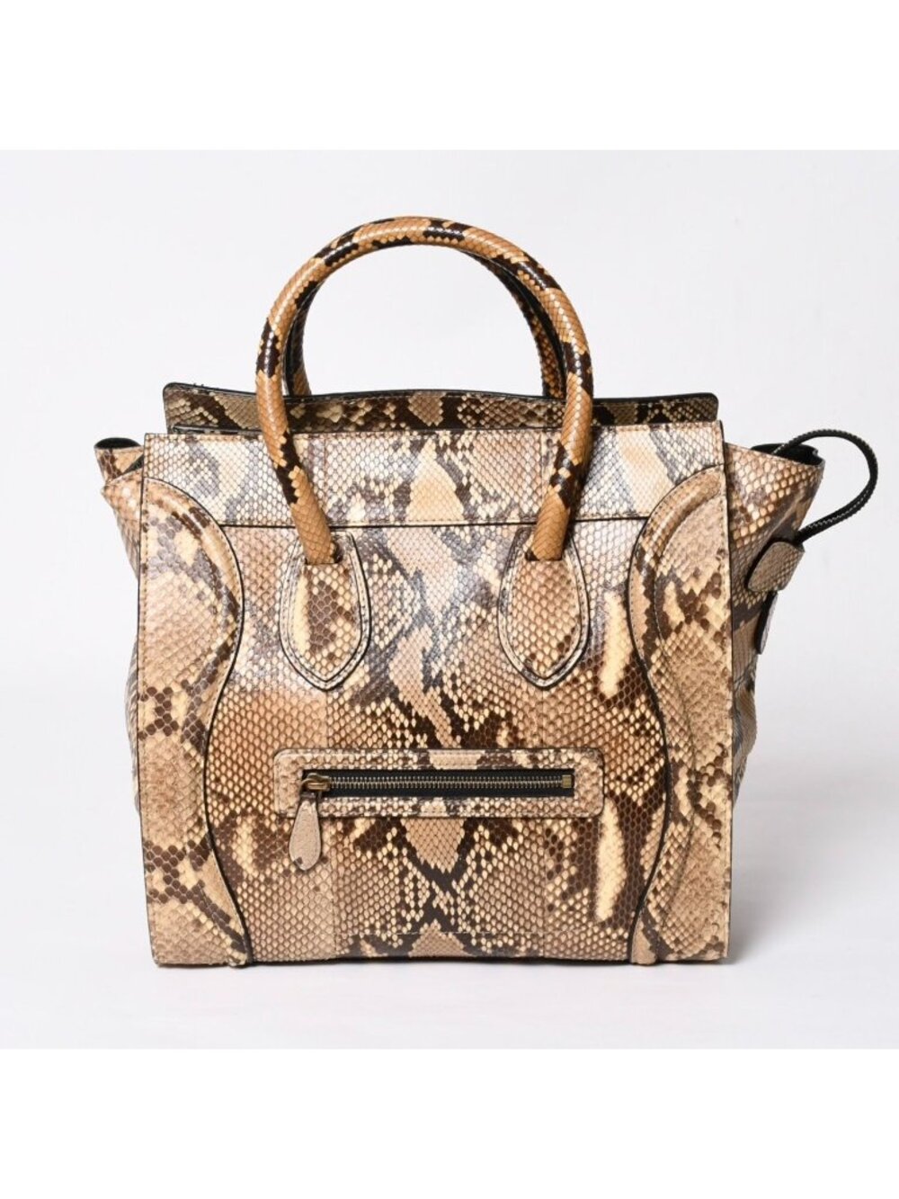 Celine Luggage Handbag Beige Brown Dark Gold